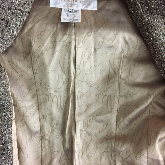 NINA RICCI Edition Paris France Black Brown Cream Speckled Tweed/Boucle Jacket - Picture 3 of 10